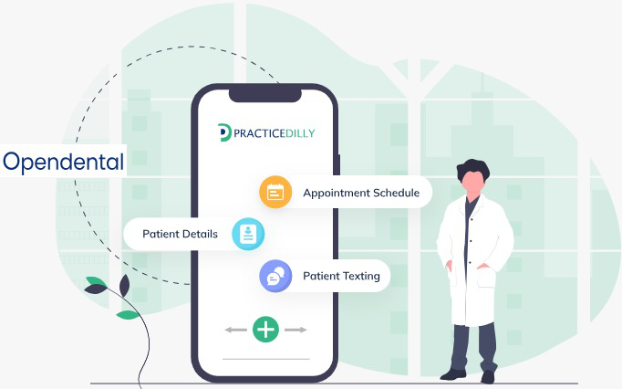 PracticeDilly's all-in-one dental mobile app displaying Dentrix schedules, messages of your patients and also lets you manage it.